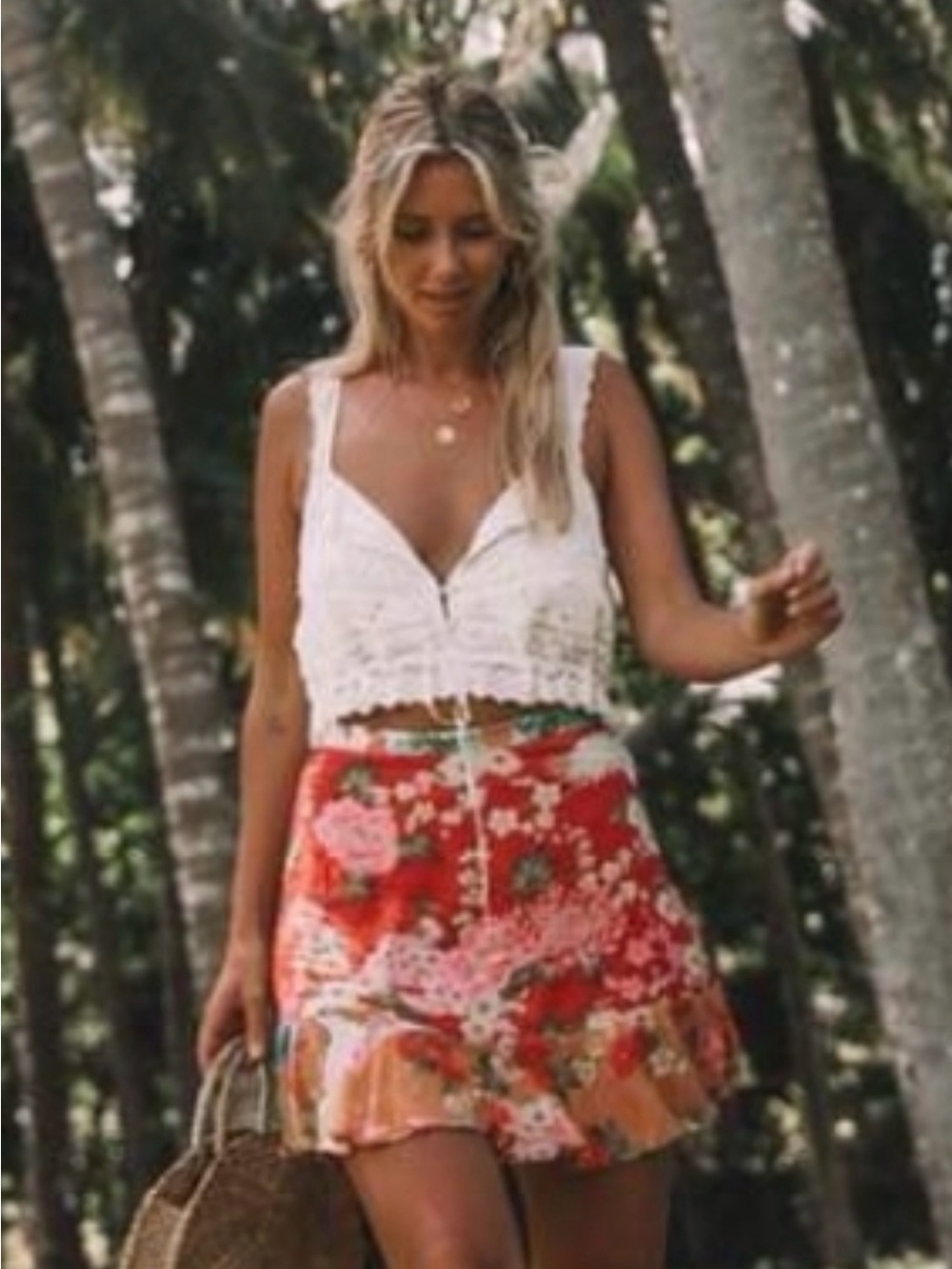 SPELL🌺 IMPERIAL Crochet Cami Cropped Tank Medium